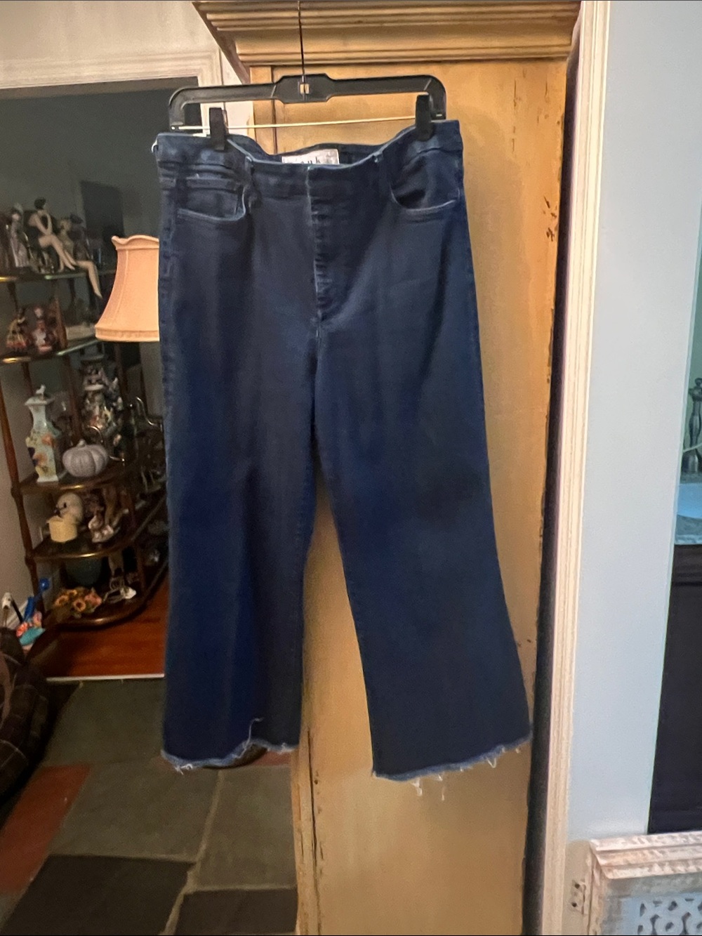 Frank & Eileen Deep Indigo Cropped Wide-Leg Jeans